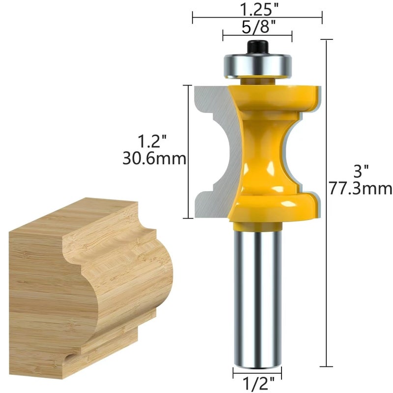 Helovmine 1/2 Inch Shank Architectural Molding Router Bits,Crown Molding Router Bit, Bullnose Bead Column Face Molding Router Bit for Woodworking Tools - Image 4